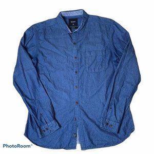 BOSSINI MEN'S Slim Fit Button Down Shirt Blue Size XL